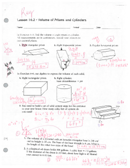 0 Lesson 10.2 1 Volume of Prisms and Cylinders