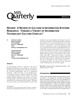 A Review of Culture in Information Systems Research: Toward a