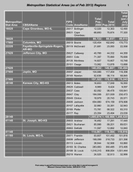 Metropolitan Statistical Areas (as of Feb 2013)