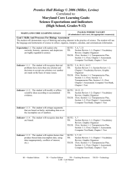 Prentice Hall Biology © 2006 (Miller, Levine) Correlated to