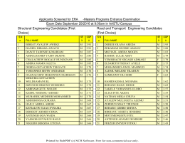 Structural Engineering Candidates (First Choice) Road and