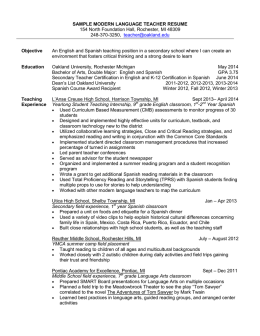 Sample Modern Language teacher Resume