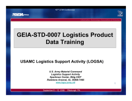 GEIA-STD-0007 Logistics Product Data Training
