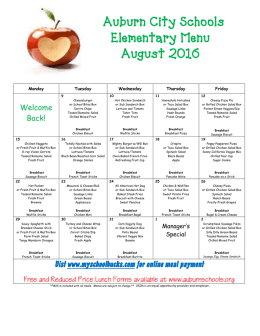 Auburn City Schools Elementary Menu August 2016