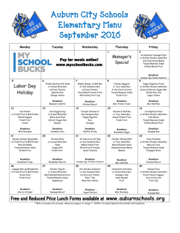 Auburn City Schools Elementary Menu September 2016