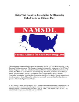 States That Require a Prescription for Dispensing Ephedrine to an