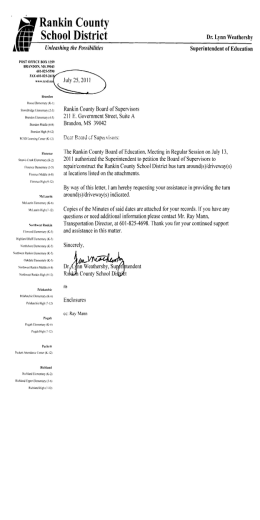 Rankin County School Distrct Bus Turn Around List for 2011-2012