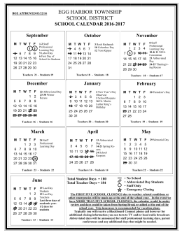 Calendar - the Egg Harbor Township School District