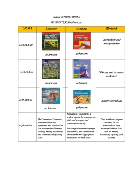 Literature Language Workbook go.hrw.com go.hrw.com Worksheets