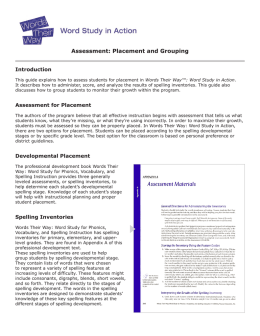 Assessment: Placement and Grouping in Words Their Way