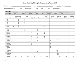Words Their Way Primary Spelling Inventory Feature Guide