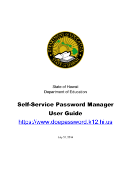Password Manager User Guide - Hawaii State Department of