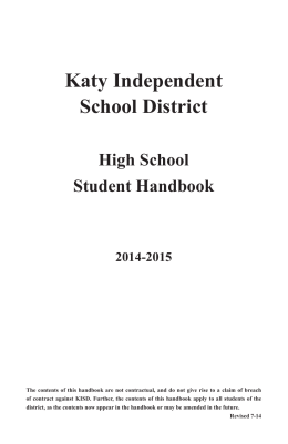 Handbook High School - Katy Independent School District
