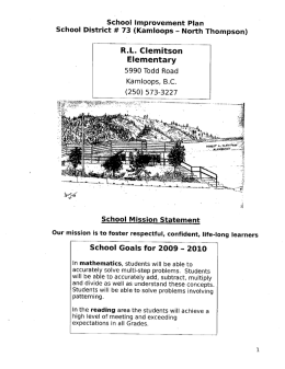 Page 1 School Improvement Plan School District # 73 (Kamloops