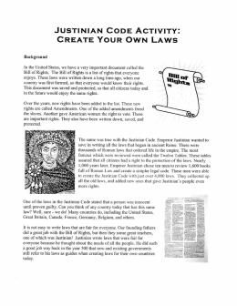 JUSTINIAN CODE ACTIVITY: CREATE YOUR QWN LAWS