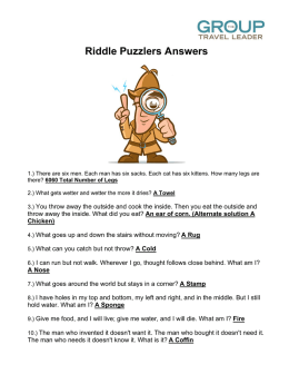 Riddle Puzzlers Answers - The Group Travel Leader