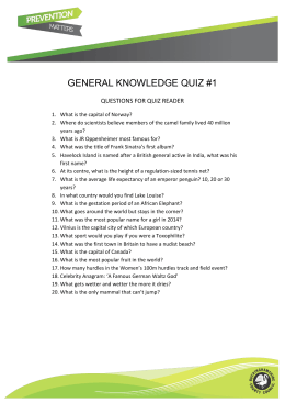 Prevention Matters general knowledge quiz #1