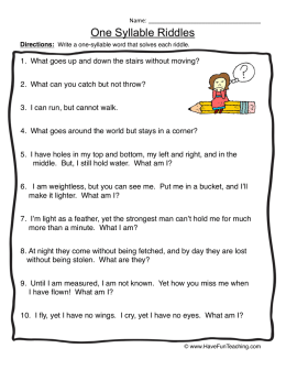 One Syllable Riddles