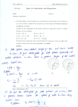 PHY-204 Quiz 1A: Electricity and Magnetism