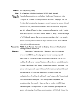 Author: Zhi Ling Rong (Kevin) Title: The Reality and Multiculturalism