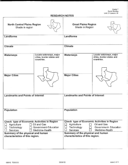 RESEARCH NOTES North Central Plains Region