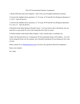 AP Environmental Science Summer Assignment