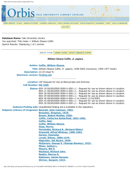 Orbis Yale University Library Catalog, Brief View