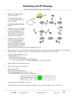 Subnet Planning document - e