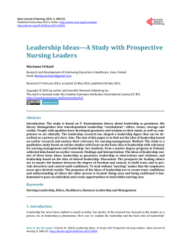 Leadership Ideas—A Study with Prospective Nursing Leaders