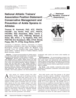 Conservative Management and Prevention of Ankle Sprains in Athlete
