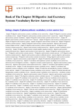 Chapter 38 Digestive And Excretory Systems Vocabulary Review