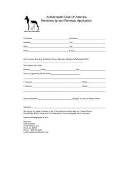 Xoloitzcuintli Club Of America Membership and Renewal Application