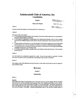 Constitution and By-Laws - Xoloitzcuintli Club of America