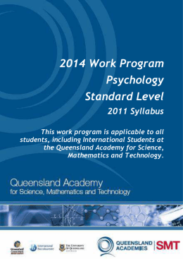 QASMT Work Program - Year 10-to-11 Standard Level Psychology