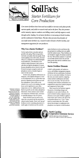 Starter Fertilizers for Corn Production