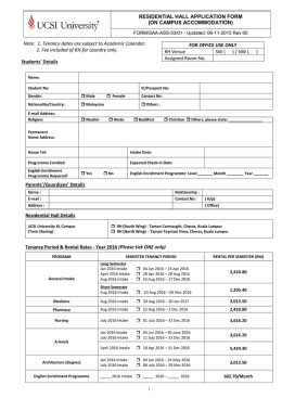 RESIDENTIAL HALL APPLICATION FORM (ON