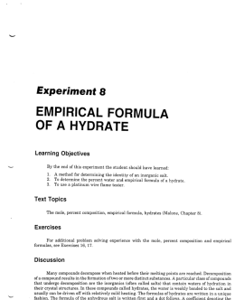 ` Empirical Formula of a Hydrate `