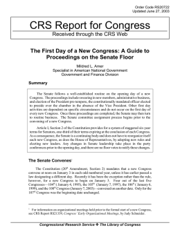The First Day of a New Congress: A Guide to Proceedings on the