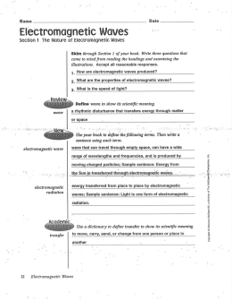 e`ctromcgnetic Waves - Mr. Sturzinger Science