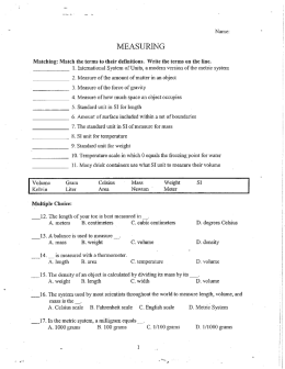 Measurement Reading Questions