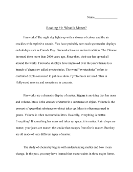 Reading #1: What Is Matter? - PITA