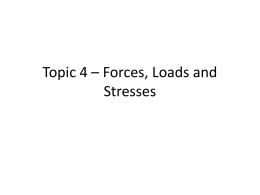 Topic 4 – Forces, Loads and Stresses