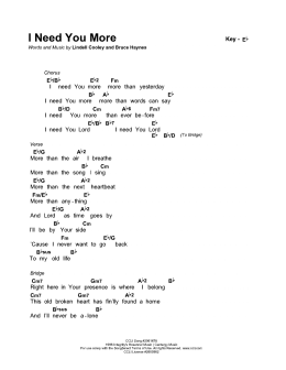 I Need You More chord sheet