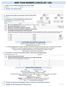 NEW TEAM MEMBER CHECKLIST: USA