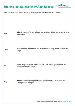 Printable spelling list: Sailmaker by Alan Spence