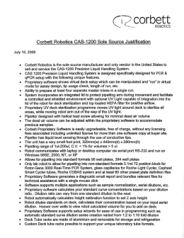 Corbett Robotics GAS-1200 Sole Source Justiﬁcation