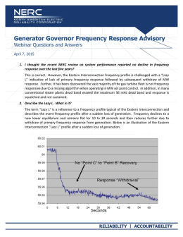 Generator Governor Frequency Response Advisory