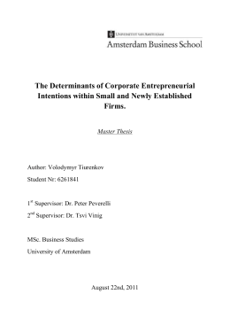 The Determinants of Corporate Entrepreneurial Intentions within