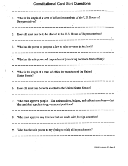 Constitutional Card Sort Questions