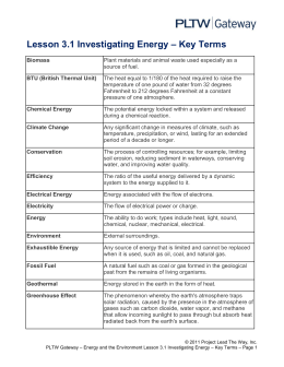 Lesson 3.1 Investigating Energy – Key Terms